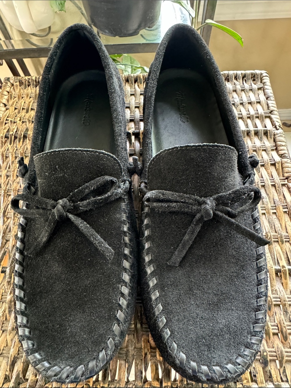 Madewell The Meadow Whipstitched Driver Black Suede Leather Loafer Women’s Sz 9